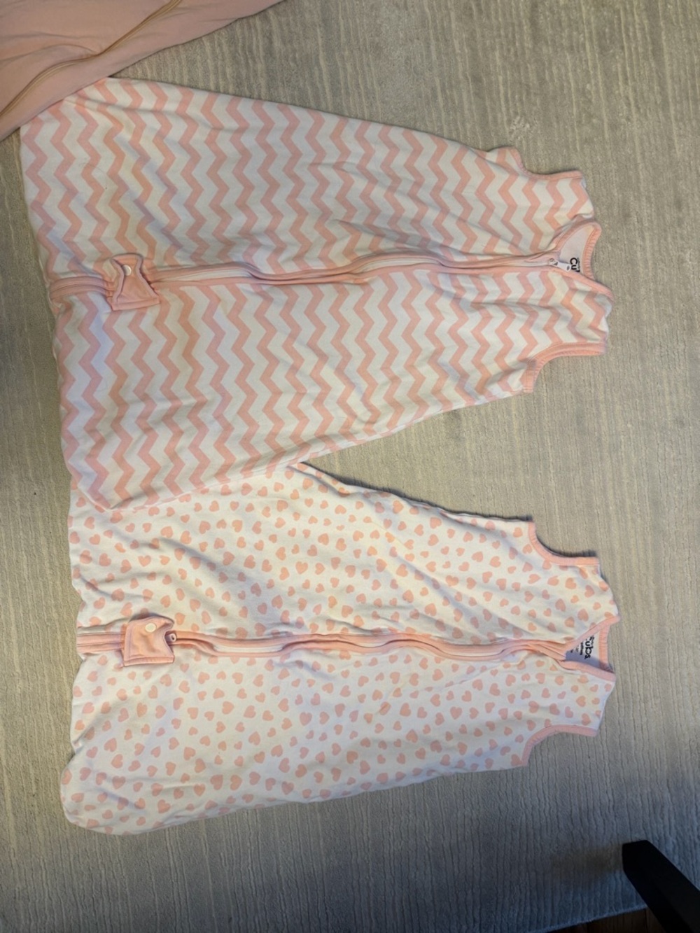 Luxe Pink Chevron & Heart Sleep Sacks - 2 Pack